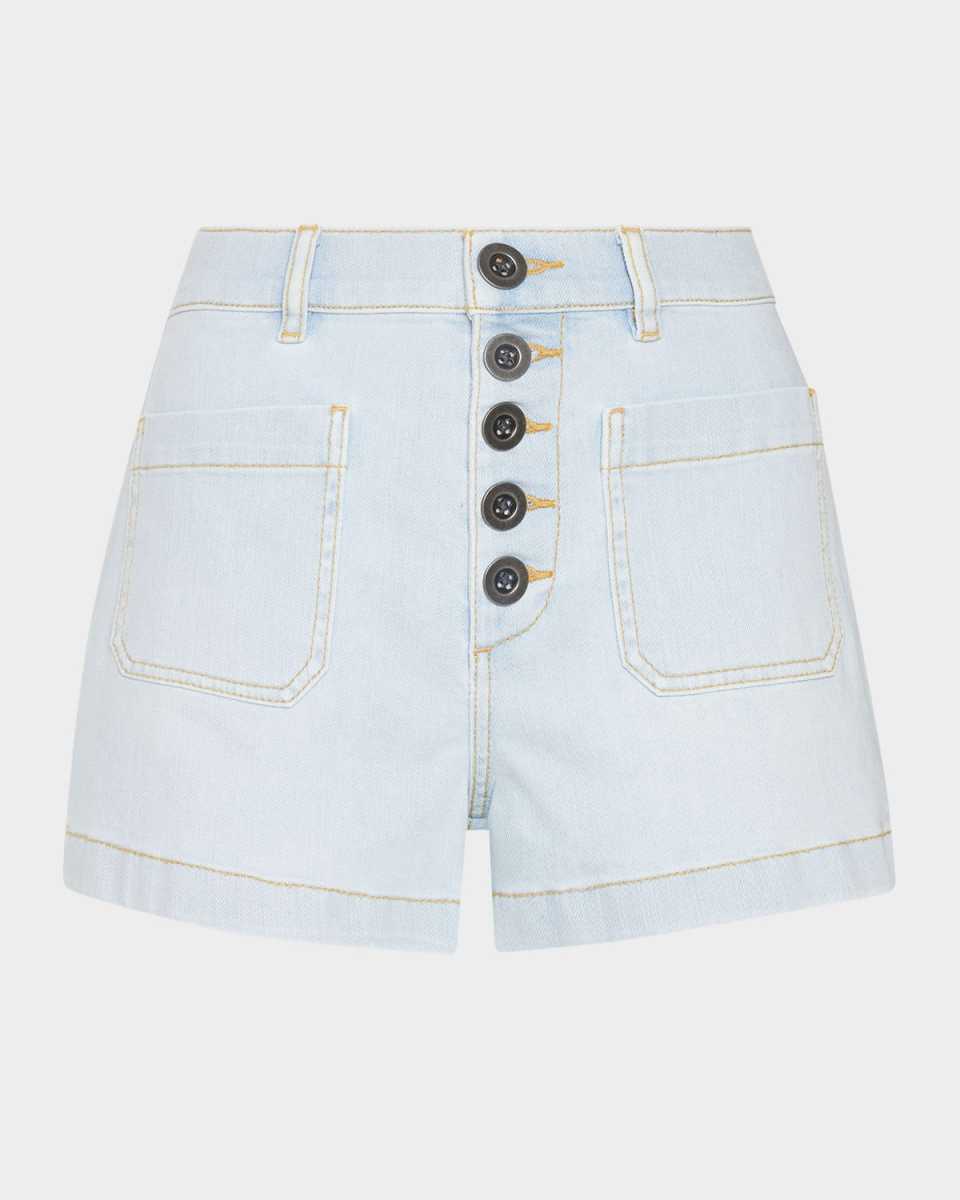 Cindy Patch-Pocket Denim Shorts